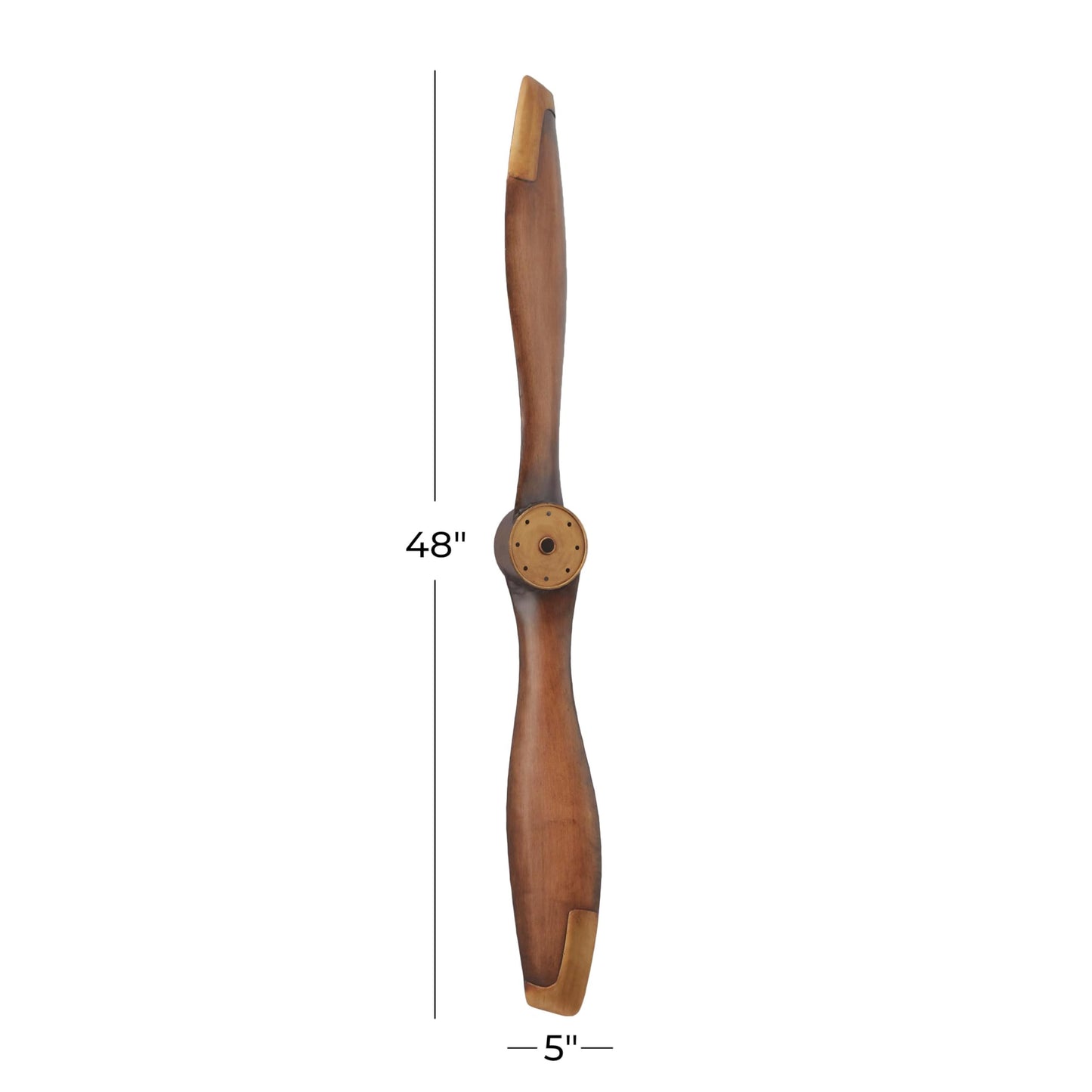 Deco 79 Metal Airplane Propeller Home Wall Decor 2 Blade Wall Sculpture with Aviation Detailing, Wall Art 5" x 2" x 48", Brown