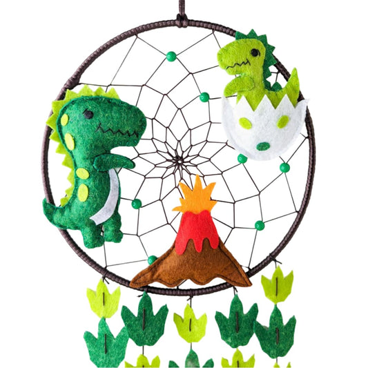 Dinosaur Dream Catcher for Boys Bedroom or Girls Bedroom - Dino Dream Catcher for Boys Room or Girls Room - Dinosaur Room Decor for Boys or Girls - Dinosaur Wall Decor Green